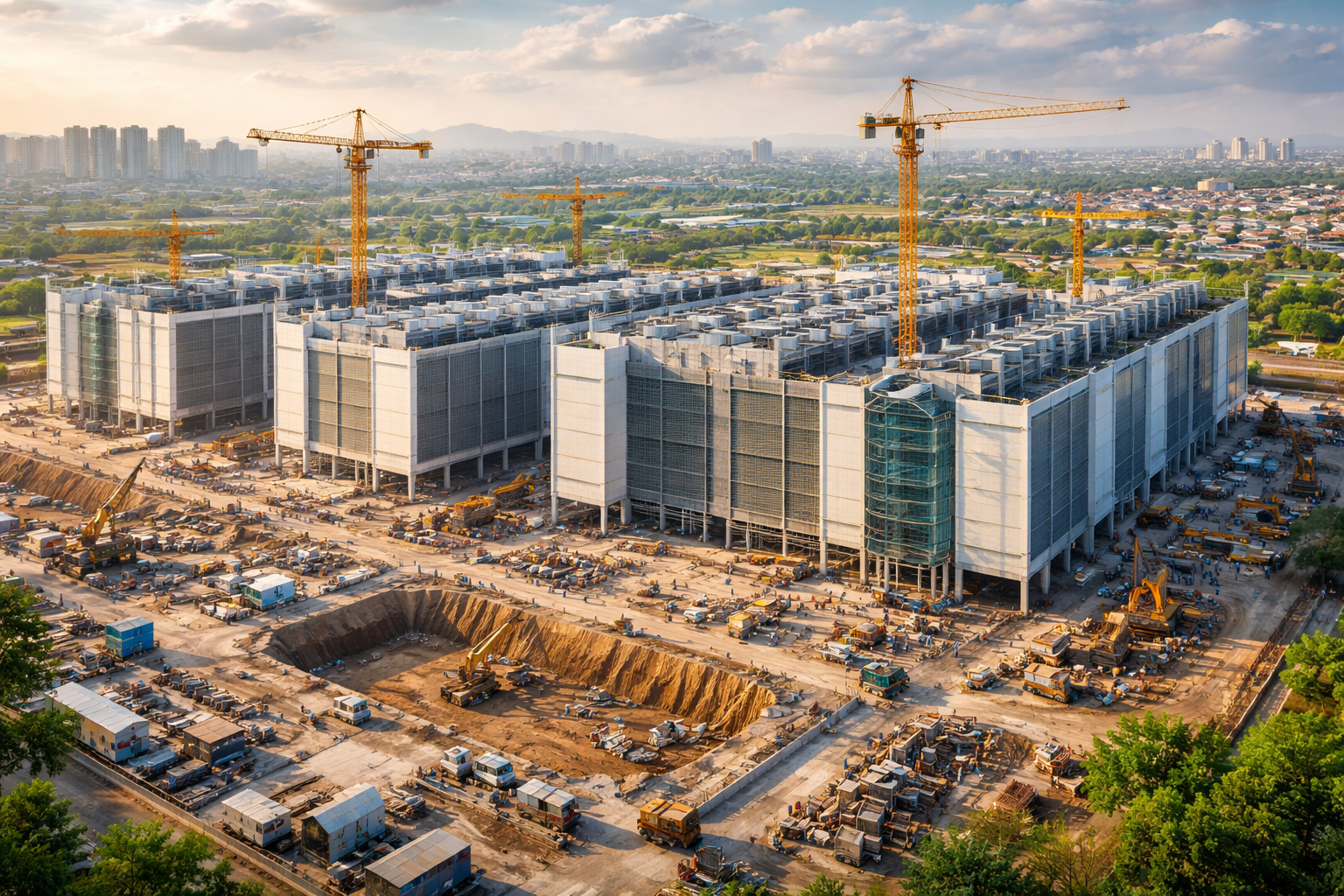 India hyperscale data center construction aerial view
