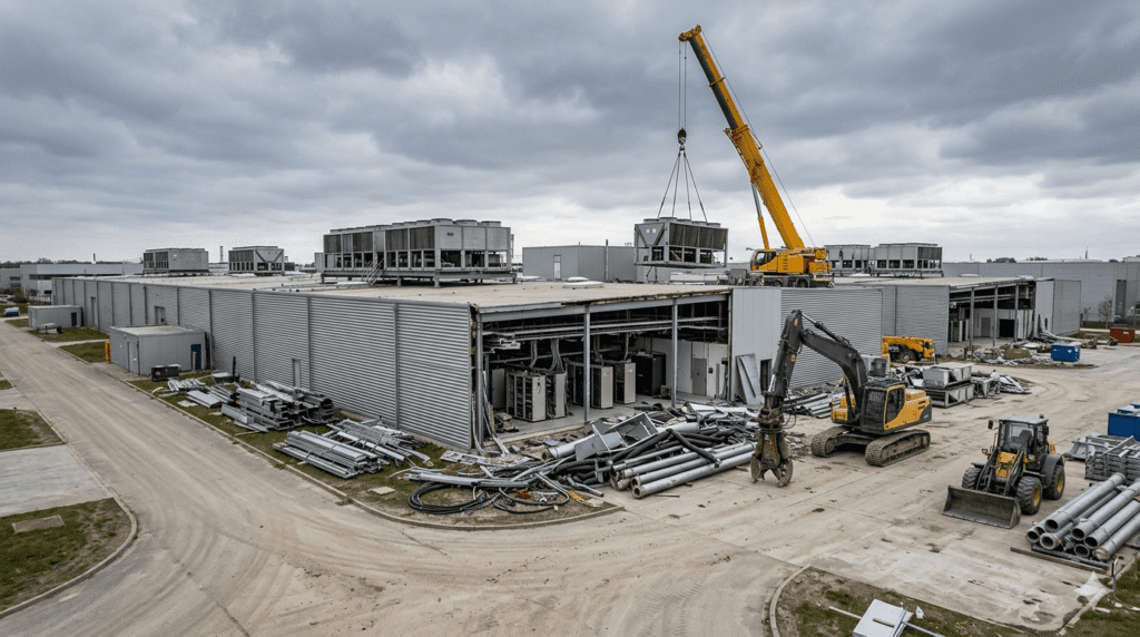 Data center decommissioning wave AI hardware cycle obsolescence retrofit 2026