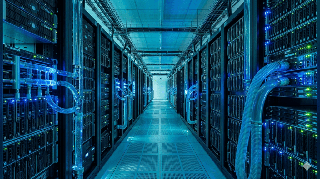 colocation AI workload requirements high density data center liquid cooling server racks interior