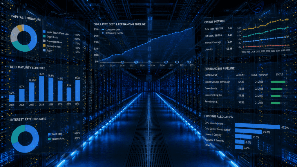 private credit GPU infrastructure risk neocloud debt refinancing wall 2026 collateral rental rates underwriting
