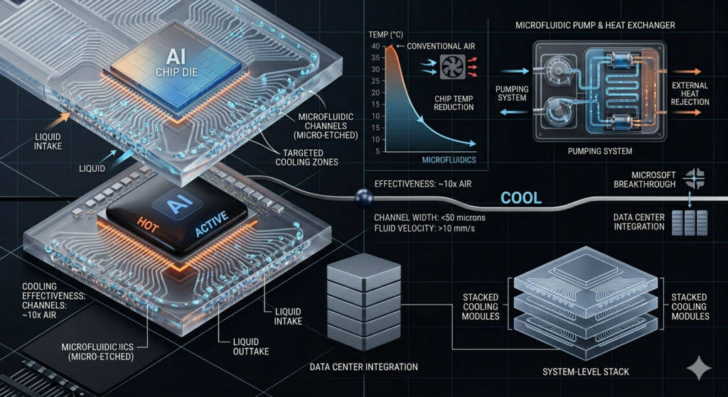 microfluidic cooling for AI chips